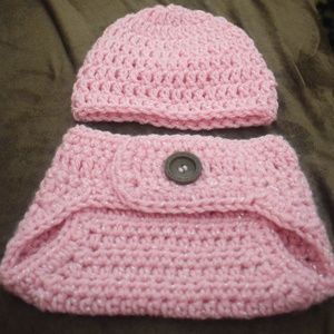 Newborn diaper cover and Hat